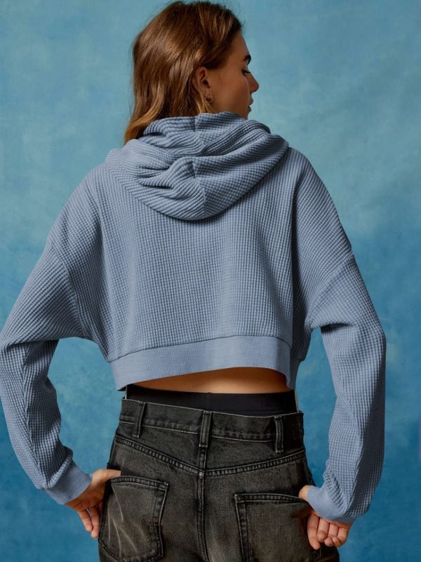 Zip-up cardigan waffle